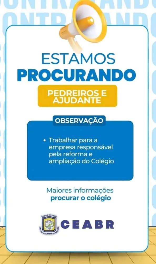 Empresa que reformará o CEABR está contratando profissionais