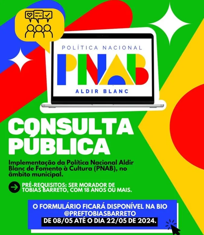 PREFEITURA DE TOBIAS BARRETO PROMOVE CONSULTA PÚBLICA SOBRE A LEI ALDIR BLANC