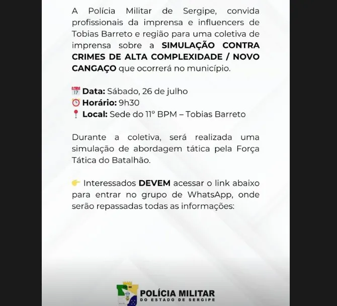 PM fará simulação em Tobias Barreto para combater o Novo Cangaço